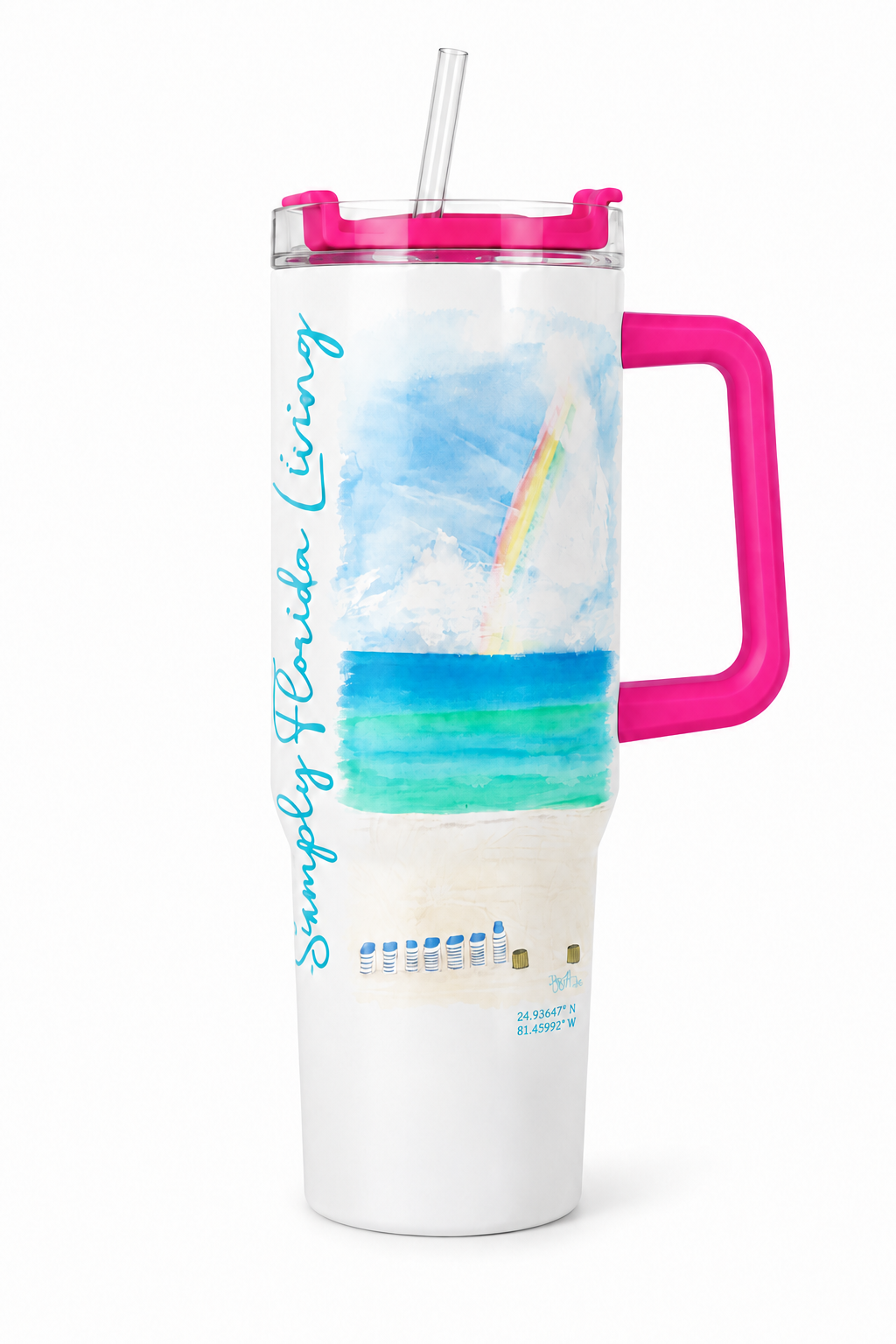 40oz. Handle Tumbler Beach Rainbow