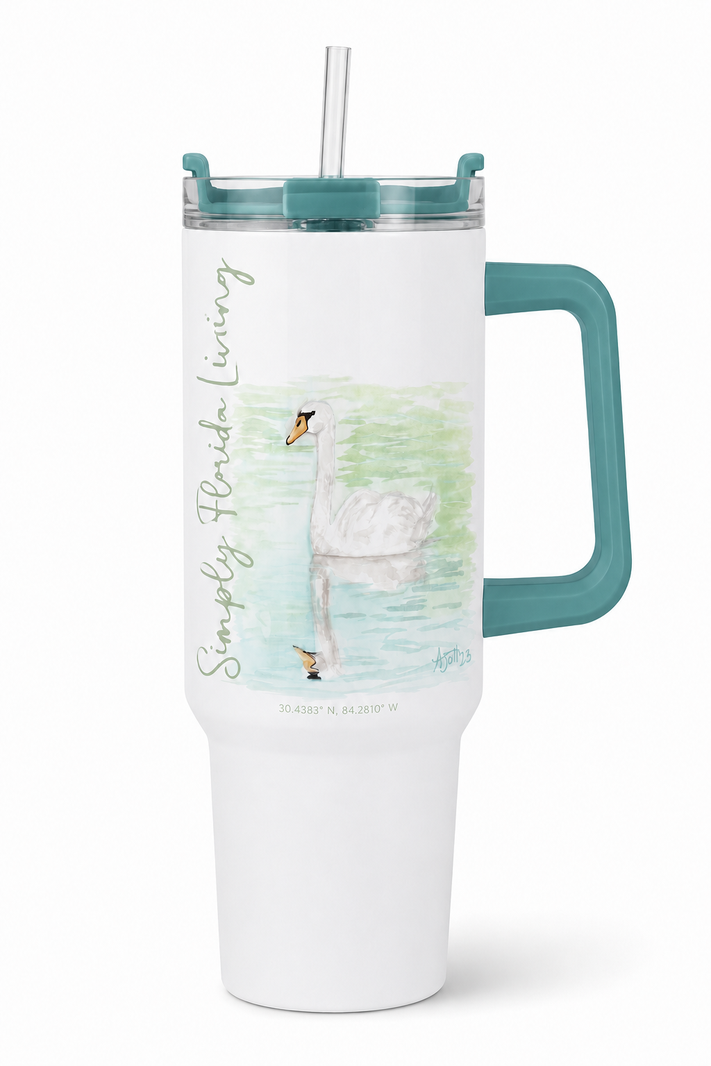 40oz. Handle Tumbler Swan
